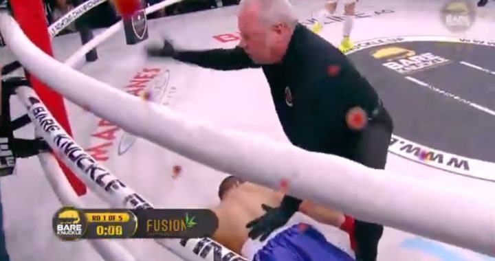 VIDEO: Peleador noquea a su rival y llena de sangre la cámara con el golpe en ‘Boxeo a puño limpio’