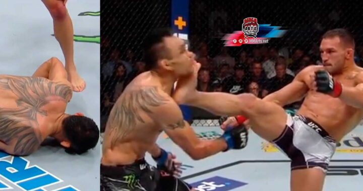 VIDEO: Michael Chandler noquea frio a Tony Ferguson con una increíble patada frontal en el UFC 274