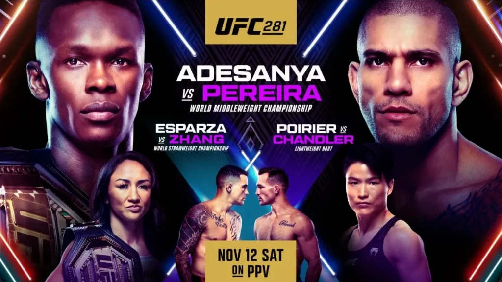 UFC-281-poster oficial israel adesanya vs alex pereira donde ver transimisón en vivo latinoamerica gratis